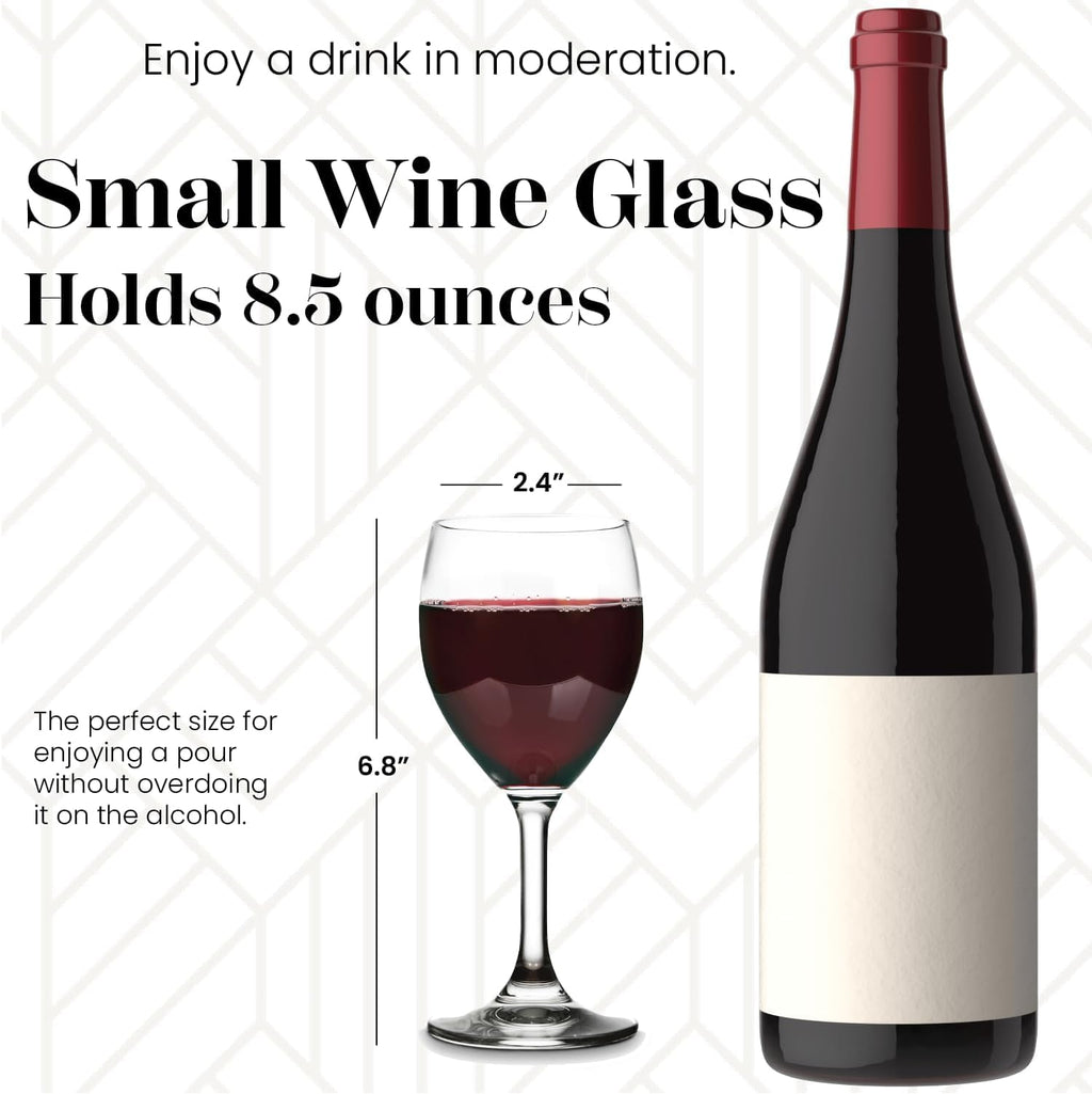 Small Wine Glasses Set of 6, Thin Stem Copas De Vino, 8.5 Oz