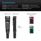 AC Infinity Digital pH Meter Kit, Precision pH Pen for Hydroponics & Water