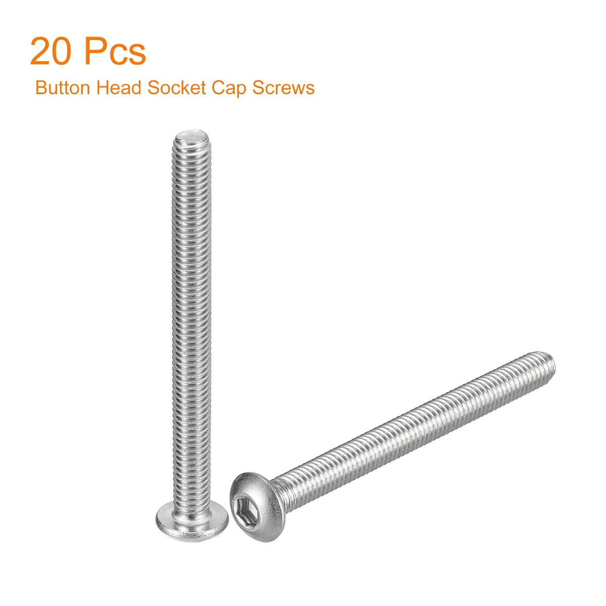 uxcell #10-32x2 Button Head Socket Screws, 20pcs Full Thread Hex Drive