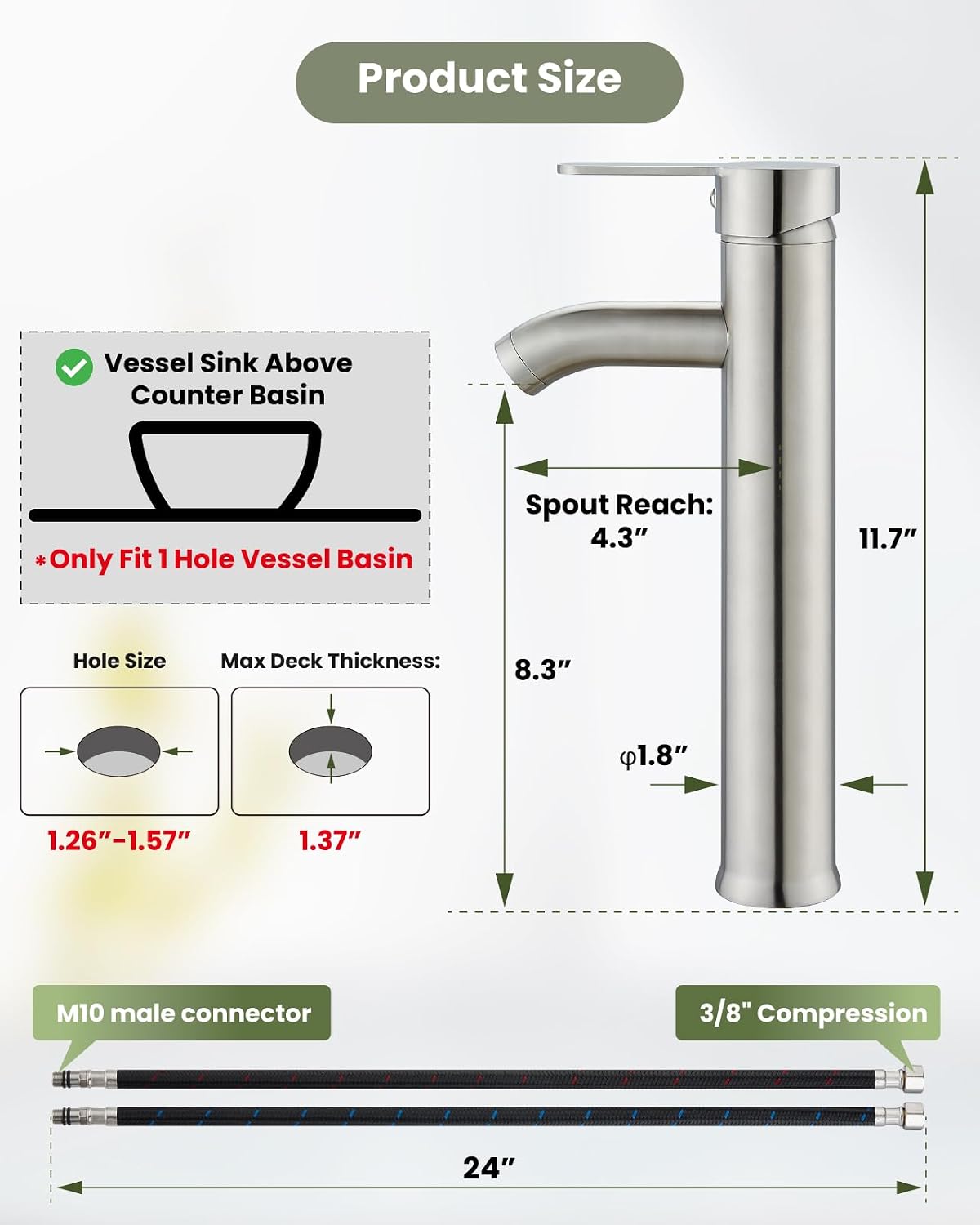 Bathroom Vessel Sink Faucet Metal Pop Up Drain, Brushed Nickel