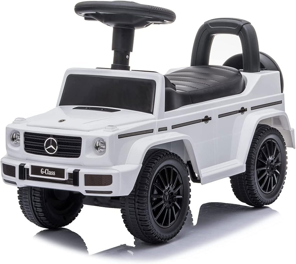 Kids Outdoor Stroller Mercedes G-Wagon Push Car with Working Lights, Horn, and Music for Ages 1 to 3 years, White |