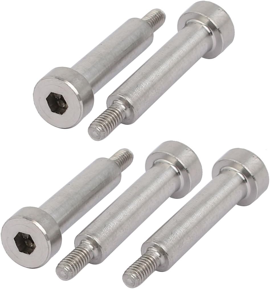 uxcell 5pcs 304 Stainless Steel Hex Socket Shoulder Bolt 5mm Shoulder Dia 20mm Shoulder Length M3 Thread