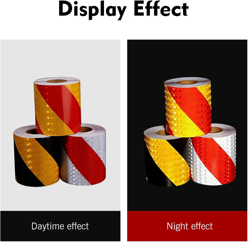 Car Reflective Twill Tape, 3.94 Inch x 16.4 FT Heavy Duty Waterproof Warning Safety Sticker, Strong Adhesive Night
