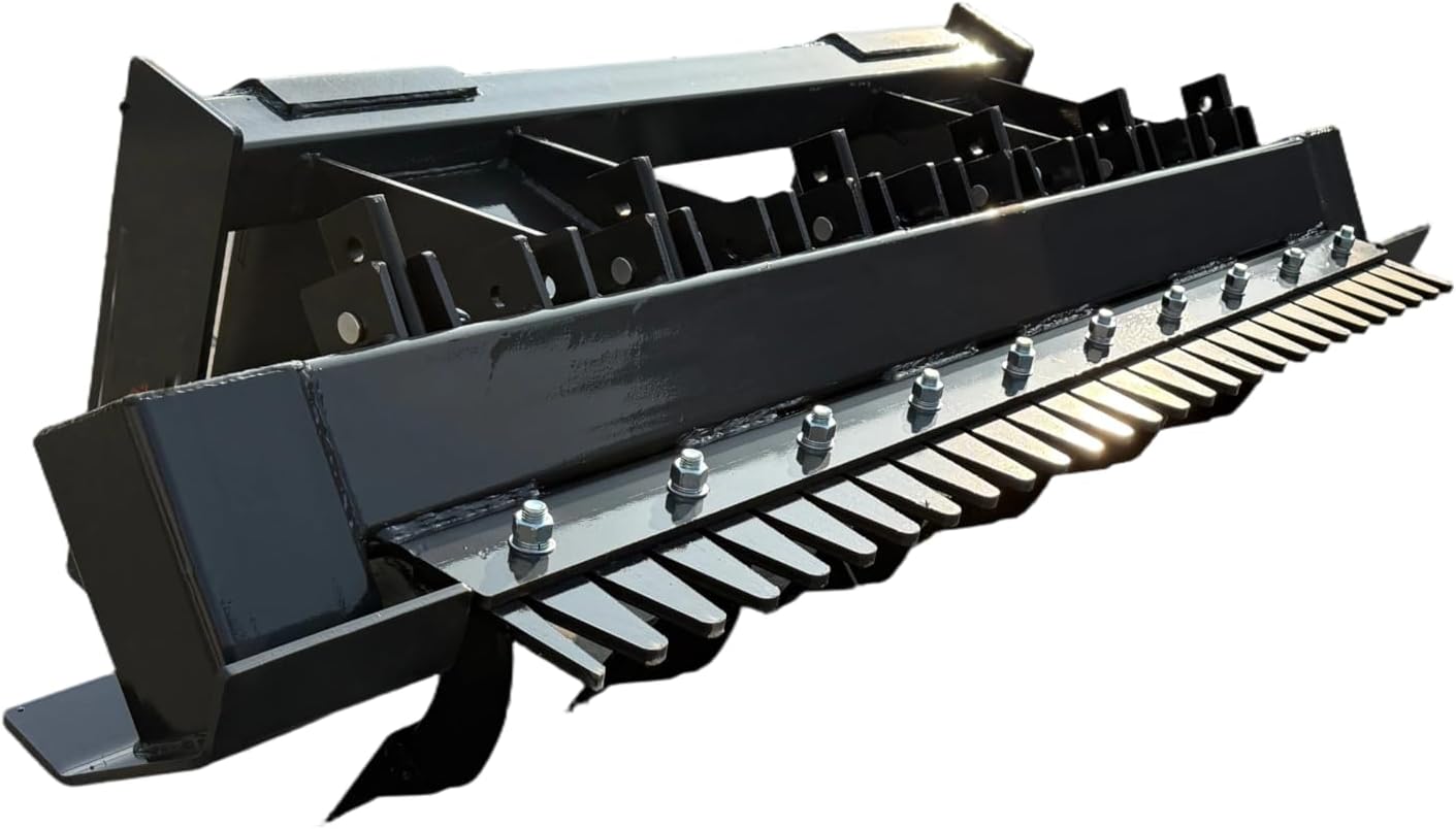 60" Land Leveler Skid Steer Ripper Attachment with 6 Shanks Scarifier Ripping 6.2" Depth for for Skid Steer Loaders