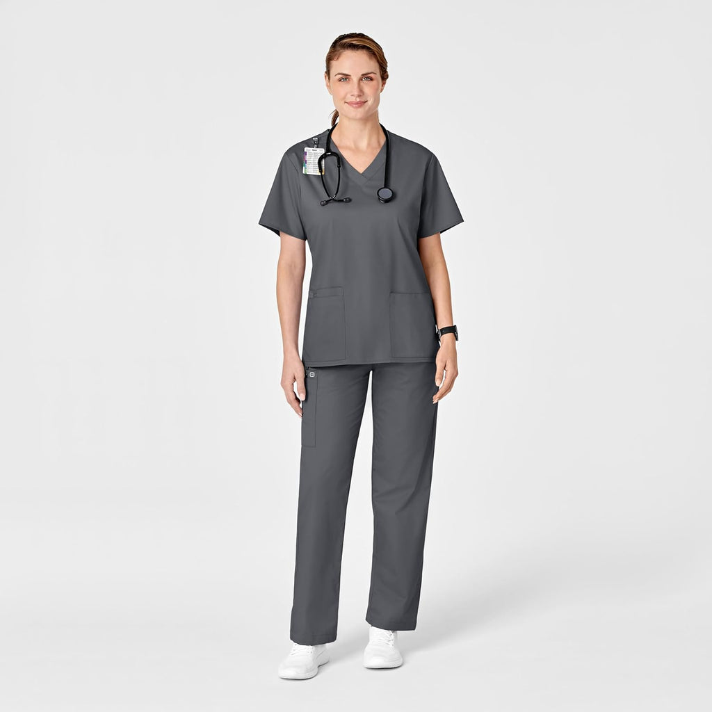 WonderWORK Women's Pull-On Cargo Scrub Pant, Pewter, XL