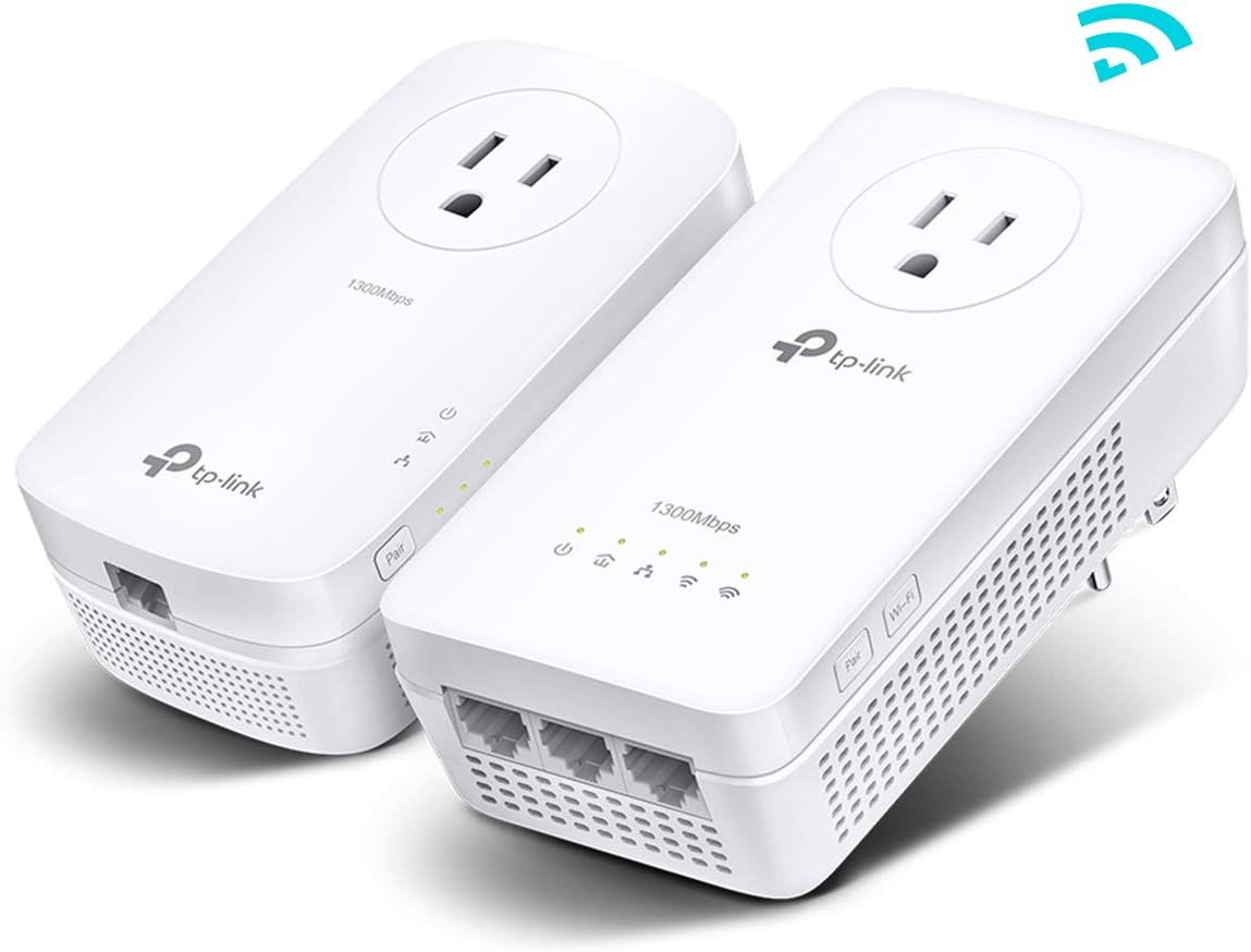 AV1300 Powerline Ethernet Adapter WiFi Extender KIT- Passthrough | AV1300 Powerline Adapter and AC1200 Dual Band