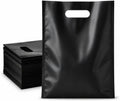 Small Black Plastic Shopping Bag for Small Business Plastic Merchandise Bag with Handle Poly Die Cut for Retail 100