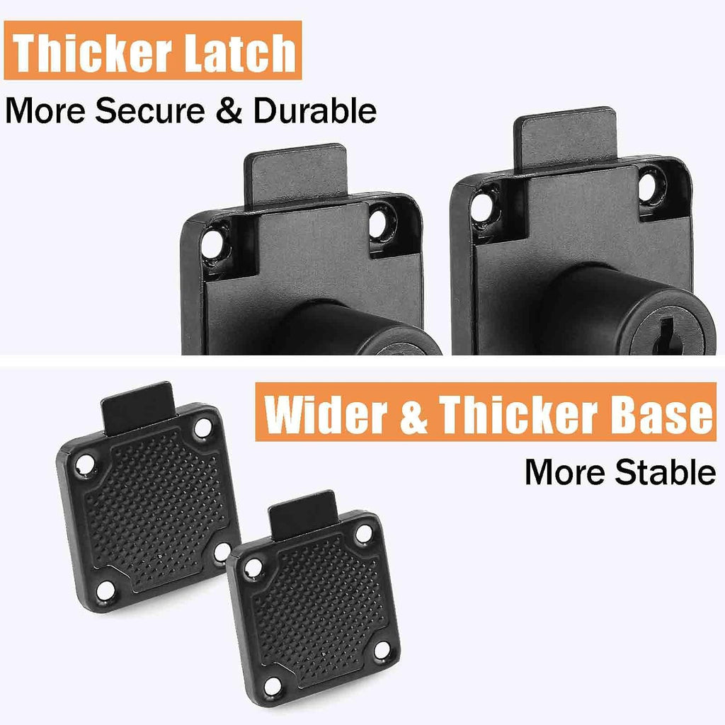 2 Pack Drawer Lock with Keys, Black Cylinder Cam Lock | Office Mailbox Lock, 17mm-22mm Fixing