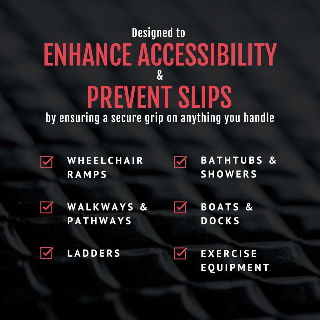 4" x30' Grip Tape Roll, Non-Abrasive, Waterproof, Black