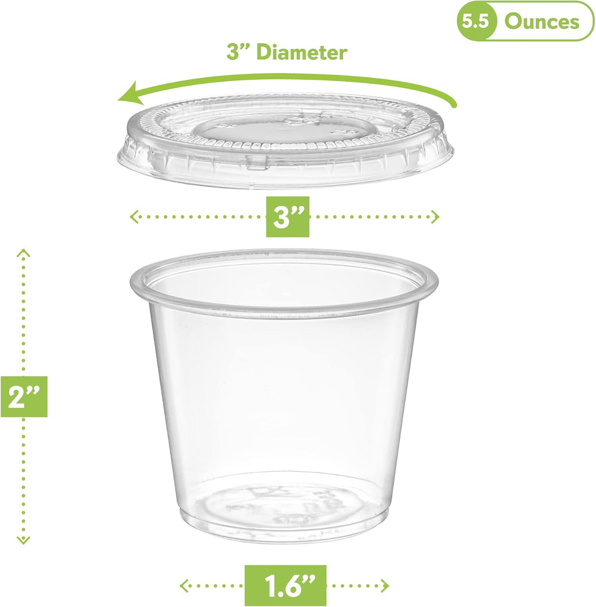 5 oz - Clear Diposable Plastic Portion Cups With Lids, Small Mini 100 Sets