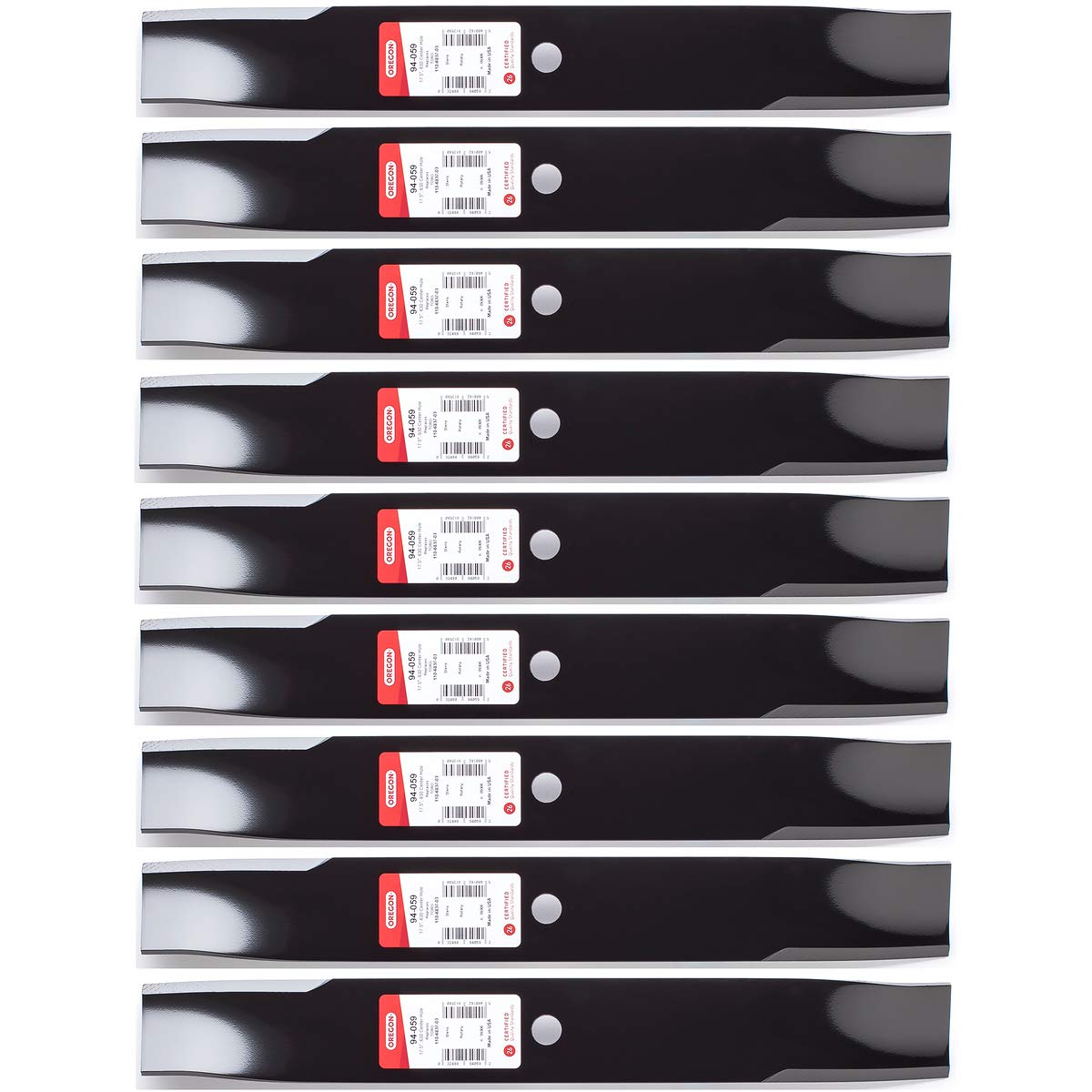 9PK Oregon 94-059 High Lift Blades for 50" Toro 110-6837-03, 112-9759-03