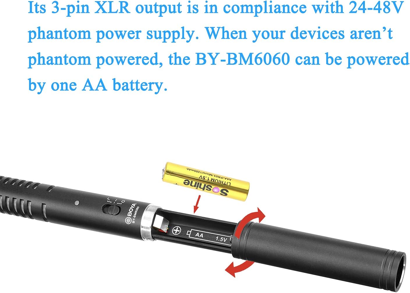 XLR Microphone, Shotgun Microphone BY-BM6060 with Shockmount Windscreen Mic for Camera DSLR External Condenser