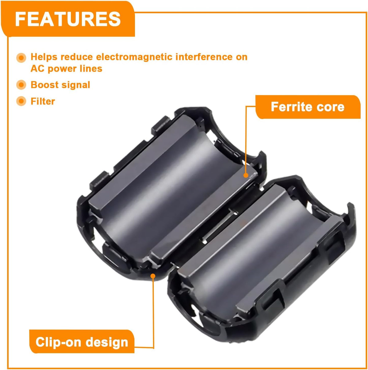 5 Values 28 Pcs Black Clip-on Ferrite Ring Core RFI EMI Noise Suppressor Cable Clip for 3.5mm 5mm 7mm 9mm 13mm Diameter Cable