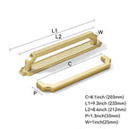 5 Pack 8 Inch Hole Center Gold Cabinet Pulls with Backplate - Heavy-Duty Handles for Kitchen Cabinets - Solid Base