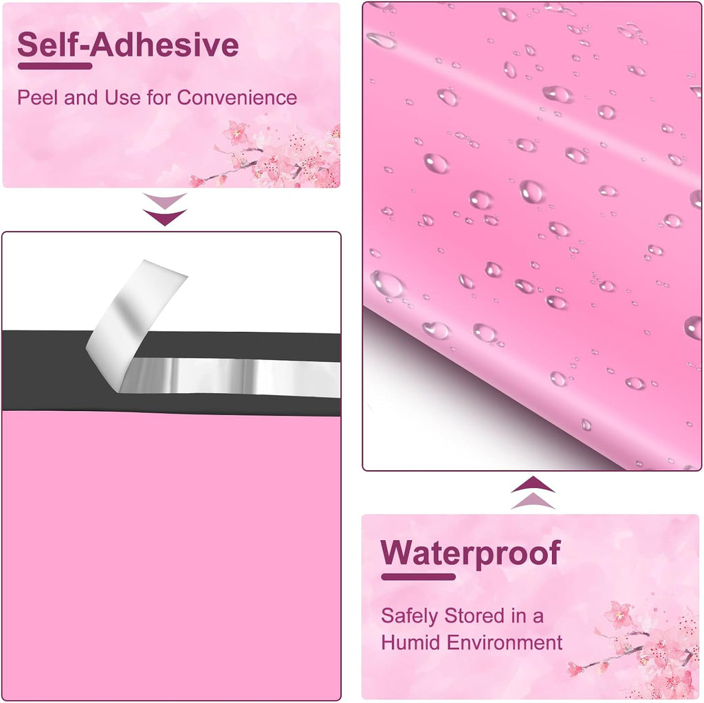 Poly Mailers 10x13 Inch 200 Pcs, Pink Shipping Bags, Mailing Envelopes with Self Seal Adhesive Strip, Waterproof and