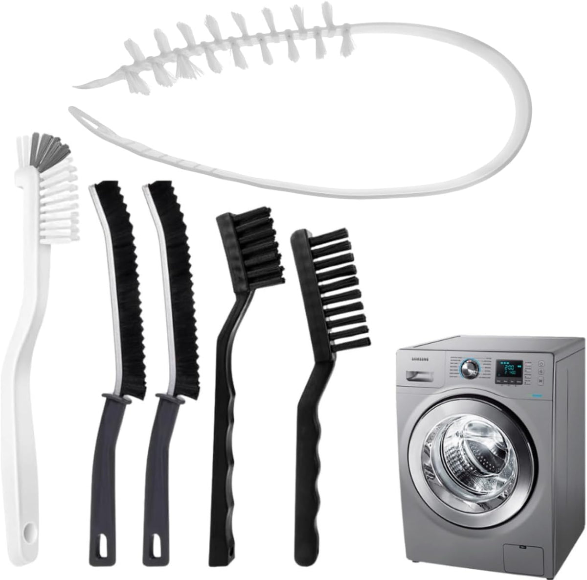 Washing Machine Cleaner Brush Set (6-Pcs) for Front & Top Load Washers – Deep Cleaning Kit for Rubber Seal, Drum