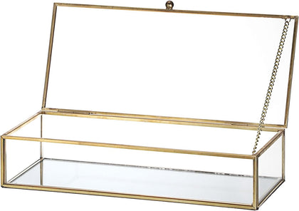 Glass Jewelry Box Gold Vintage Display Case Mirrored Decorative Box Vanity Glass Case Keepsake Boxes Organizer for