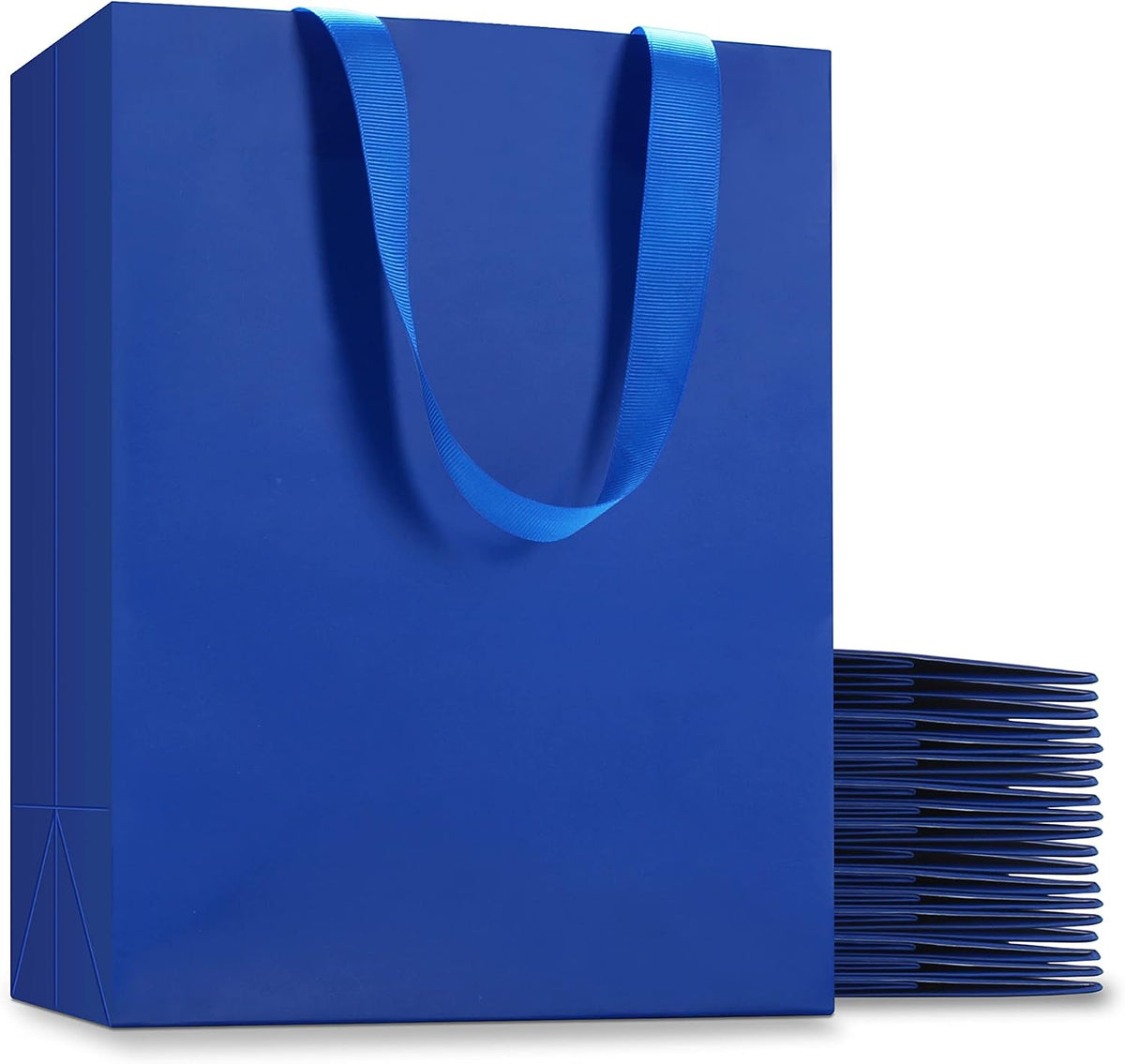 Blue Gift Bags Bulk, 20Pcs 8"x4.25"x10.5" Medium Blue