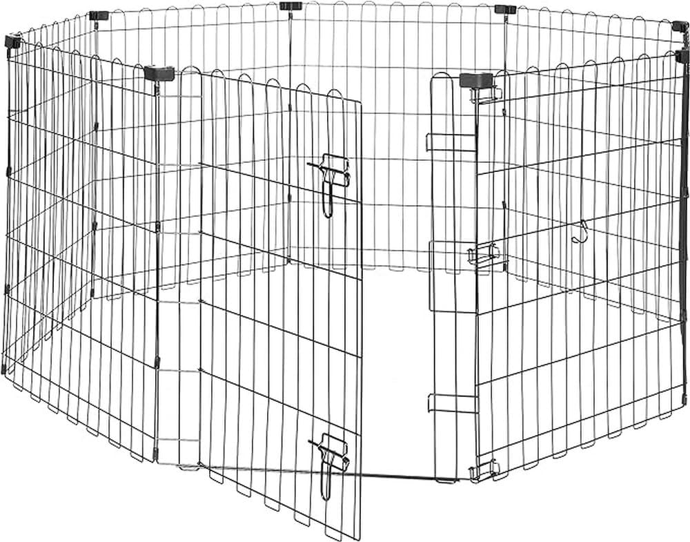 Portable Foldable Octagonal Metal Exercise Dog Playpen, Indoor/Outdoor Pet Fence with Single Door, 8 Panels, Small