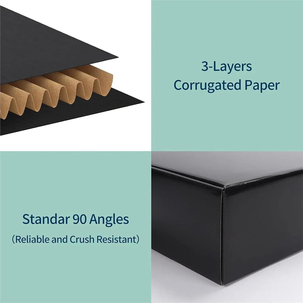Black Shipping Boxes 20 Pack, Large Cardboard Mailer Boxes For Small Business Shipping Packaging(16x16x7cm)