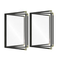 Cafe-Style Menu Covers, 3Pages/6Views Standard 8.5''x 11” Menu Holders, Durable Double-Stitched Edge, Crystal Clear
