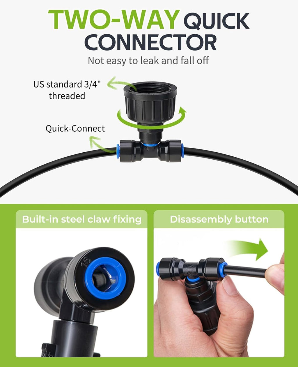59FT Drip Irrigation Kit with Water Timer, Quick-Connect Garden Watering System with 15 Adjustable Misting Nozzles