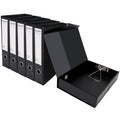 6 Pack A4 Storage File Boxes Plastic Archives Cases with Clip,Black