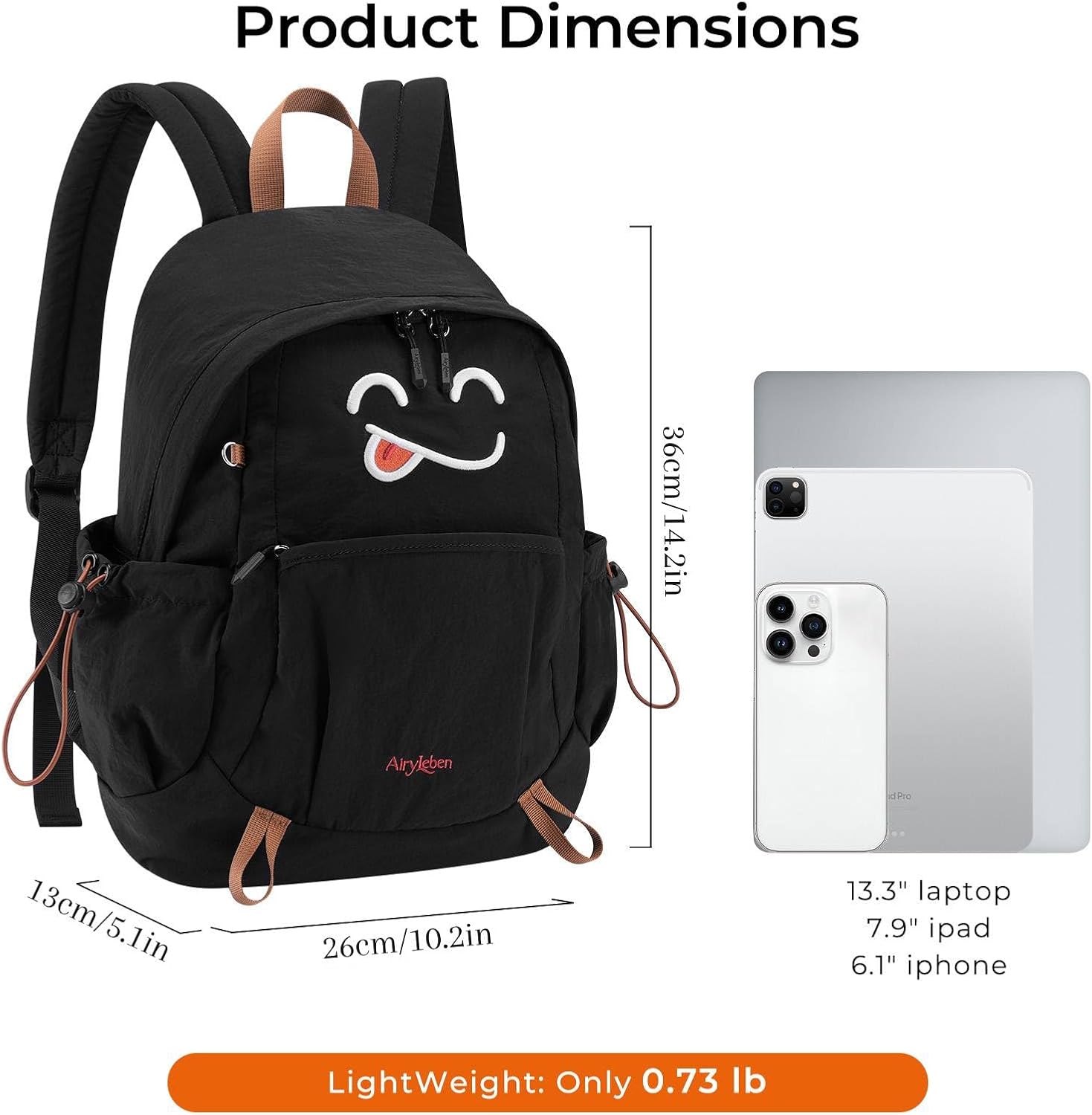 Cute Backpacks for Girls Boys Kids, Lightweight Small Bookbag, Black | Water-Resistant Casual Daypack with 13.3"