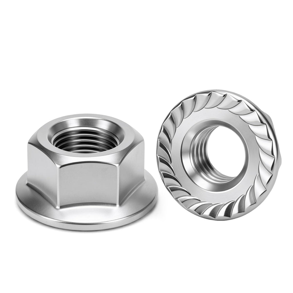 #10-24 (50 Pack) Flange Nuts Serrated Flange Hex Lock Nuts, Stainless Steel 18-8 (304), Bright Finish