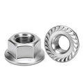 M5 (30 Pack) Flange Nuts Serrated Flange Hex Lock Nuts, Stainless Steel 18-8 (304), Bright Finish