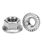 M8 (20 Pack) Flange Nuts Serrated Flange Hex Lock Nuts, Stainless Steel 18-8 (304), Bright Finish