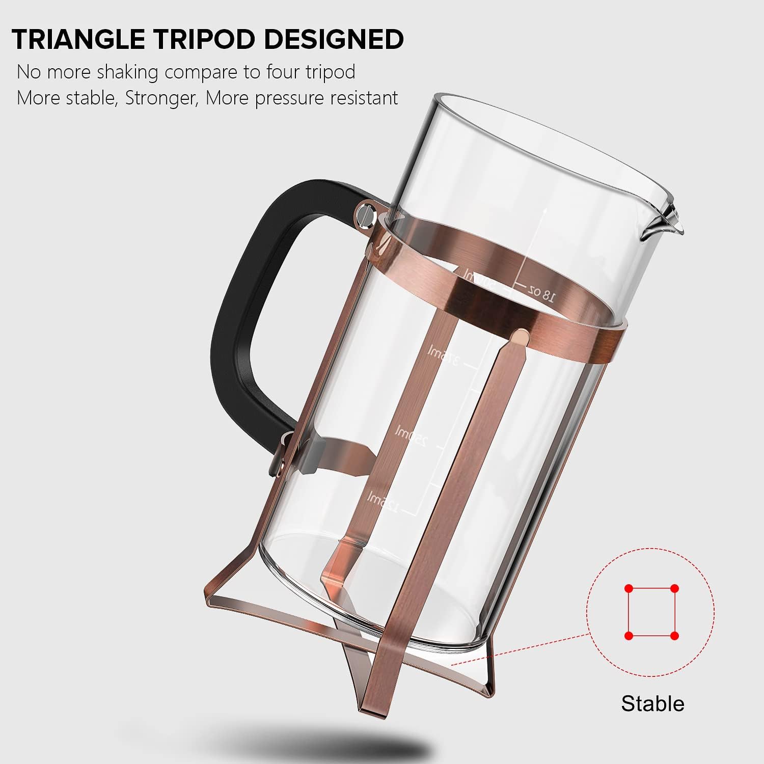 French Press Coffee Maker 21oz,Borosilicate Glass Coffee Press | Thickened Glass Stainless Steel Coffee French