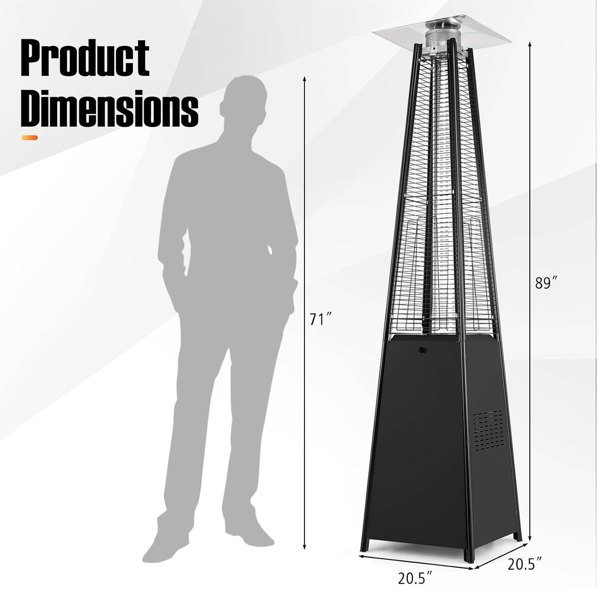45000 BTU Pyramid Patio Heater with Wheels & Zippered Cover