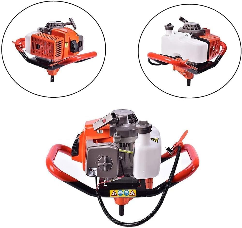 85cc Auger Post Hole Digger Gas Powered Earth Digger 2-Stroke Petrol | w/ 3 Auger Bits (4" 8" 12") + 2 Extension Bar