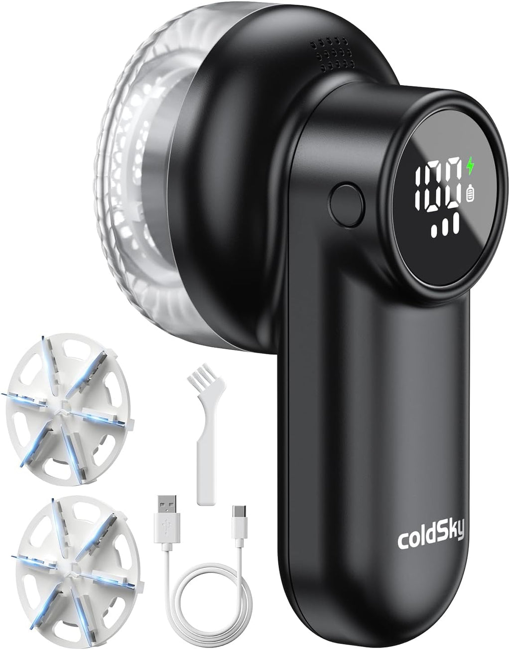 Rechargeable Fabric Shaver, Lint Shaver with Digital Display, Sweater Shaver with 6-Leaf Blades and Safety Lock