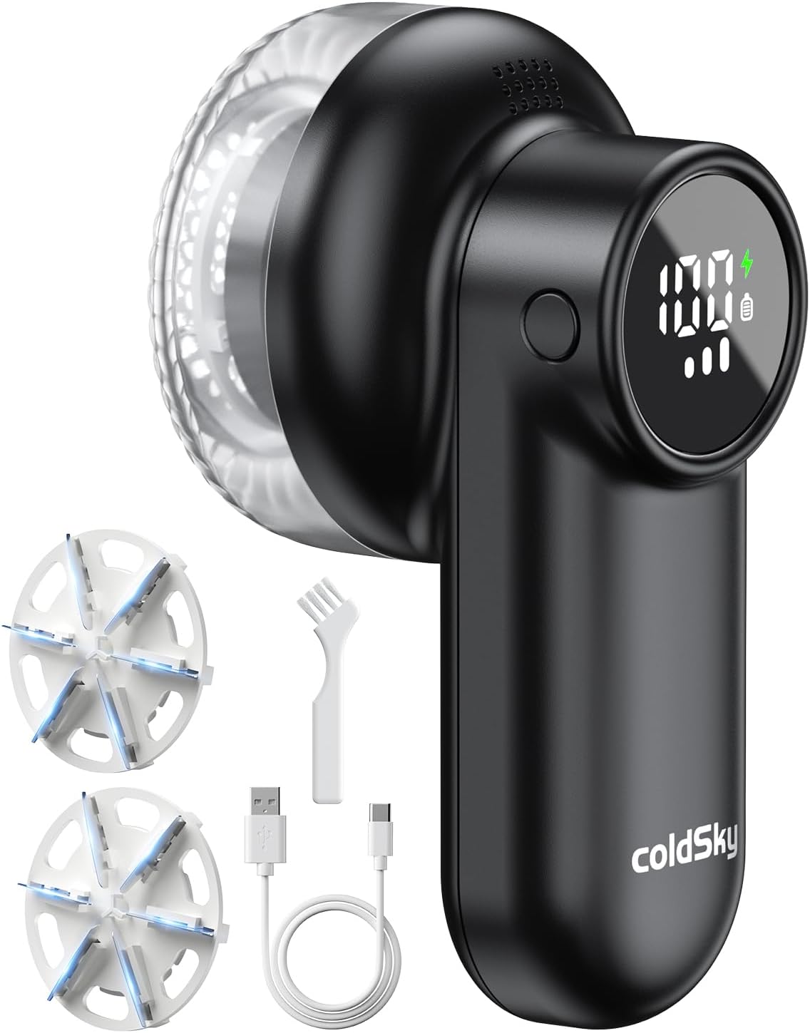 Rechargeable Fabric Shaver, Lint Shaver with Digital Display, Sweater Shaver with 6-Leaf Blades and Safety Lock