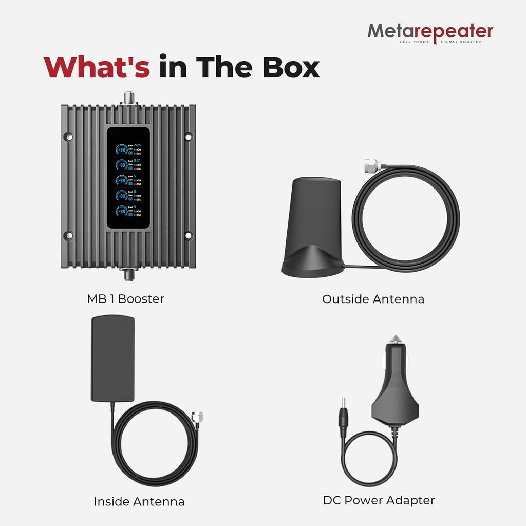 Vehicle Cell Phone Signal Booster with LCD Display | Improves Weak Cellular Signals While Driving. Works With