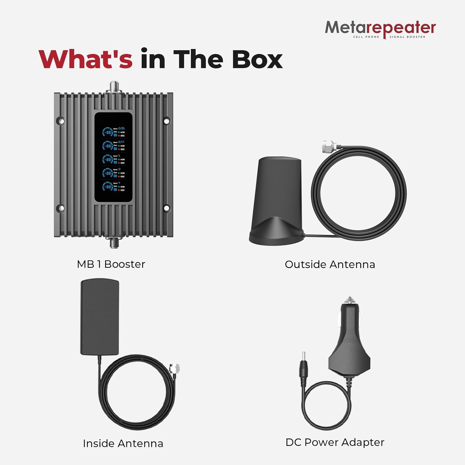 Vehicle Cell Phone Signal Booster with LCD Display | Improves Weak Cellular Signals While Driving. Works With