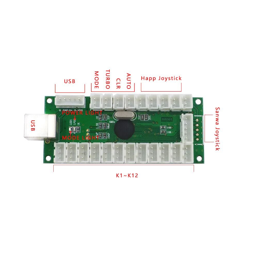 SJJX Zero Delay USB Encoder LED Joystick Kit Arcade DIY Controller For PC Retropie Raspberry Pi MAME