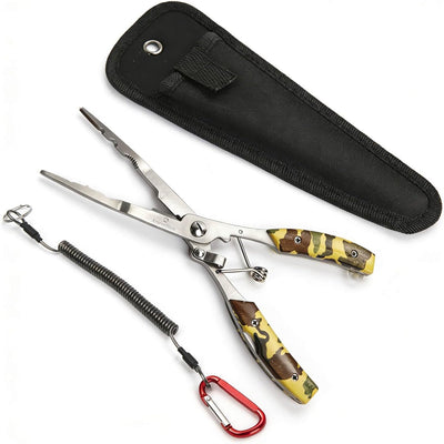 Needle Nose Fishing Pliers - Stainless Steel Hook Remover | Features long nose design, braid line cutter, and split