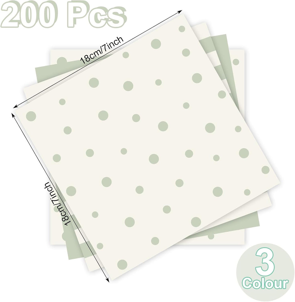 200pcs Sage Green Wax Paper Sheets 7 x 7 Inch Parchment Paper