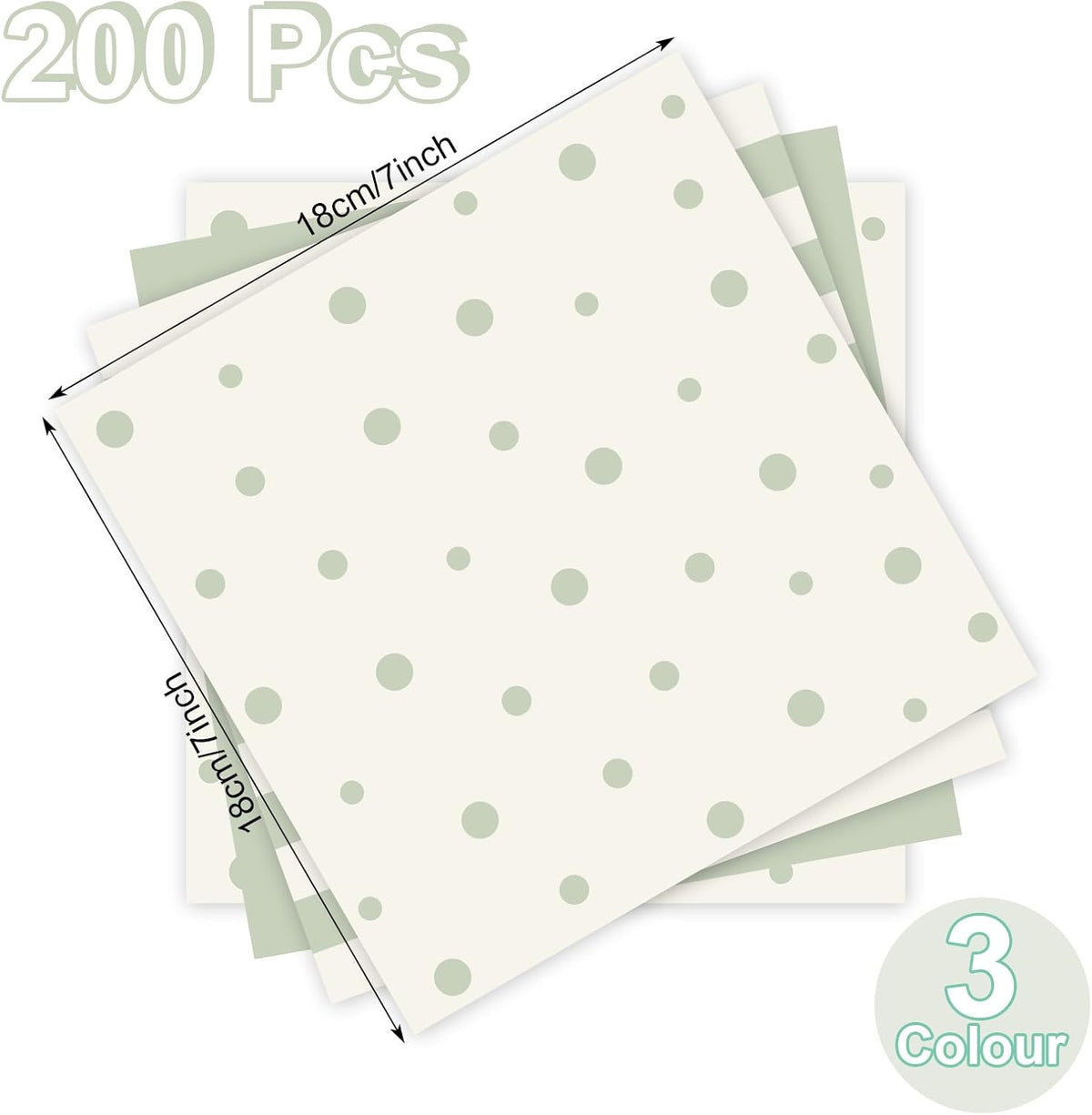 200pcs Sage Green Wax Paper Sheets 7 x 7 Inch Parchment Paper
