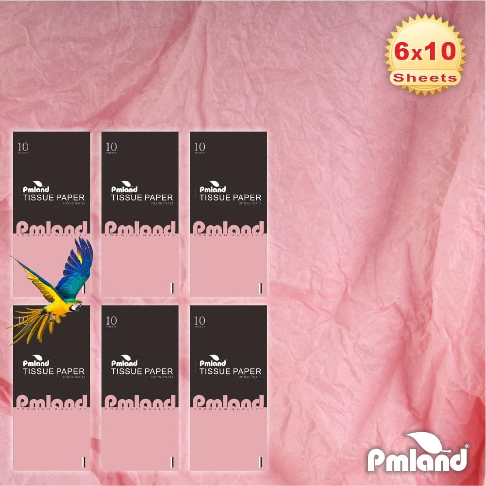 60 Sheets Bulk Tissue Paper 20x26in Pink Gift Wrap