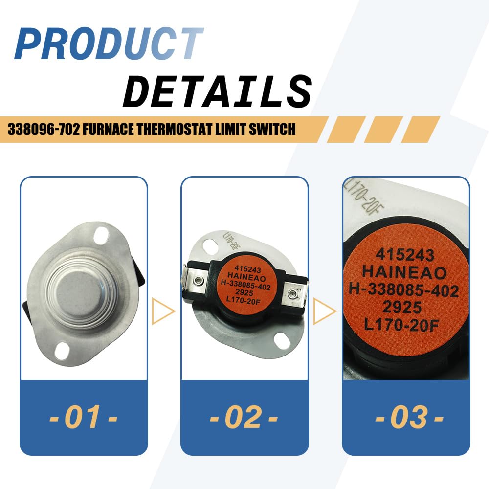 338096-702 Furnace Thermostat Limit Switch L170-20F Compatible with Carrier Bryant Payne HVAC