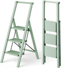 3 Step Foldable Aluminum Step Ladder with Handgrip, Anti-Slip Pedal, 330 lbs Capacity, Lightweight & Portable for