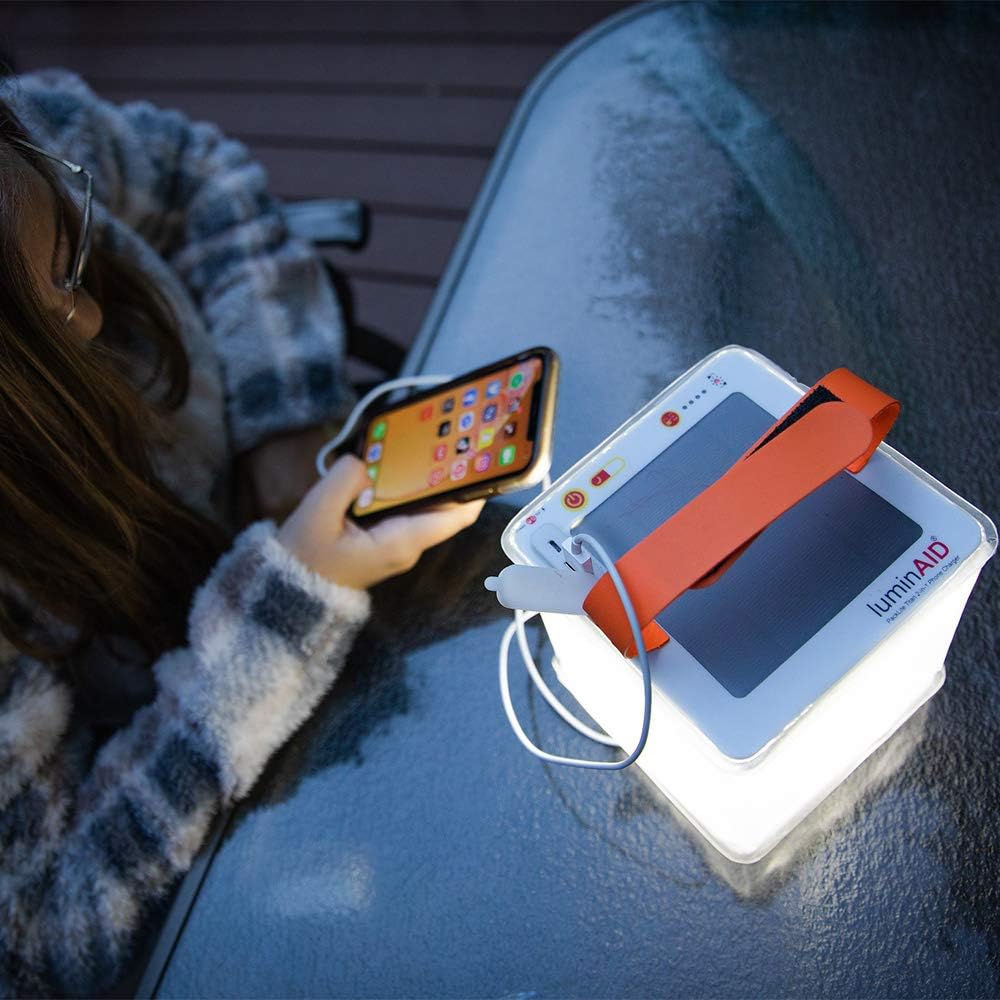 2-in-1 Solar Camping Lantern and Phone Charger - Inflatable LED Lamp for Camping, Hiking and Travel - Emergency Light