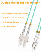 LC to SC Multimode Fiber Patch Cable OM3, 4m(13.12ft), 6 Pack