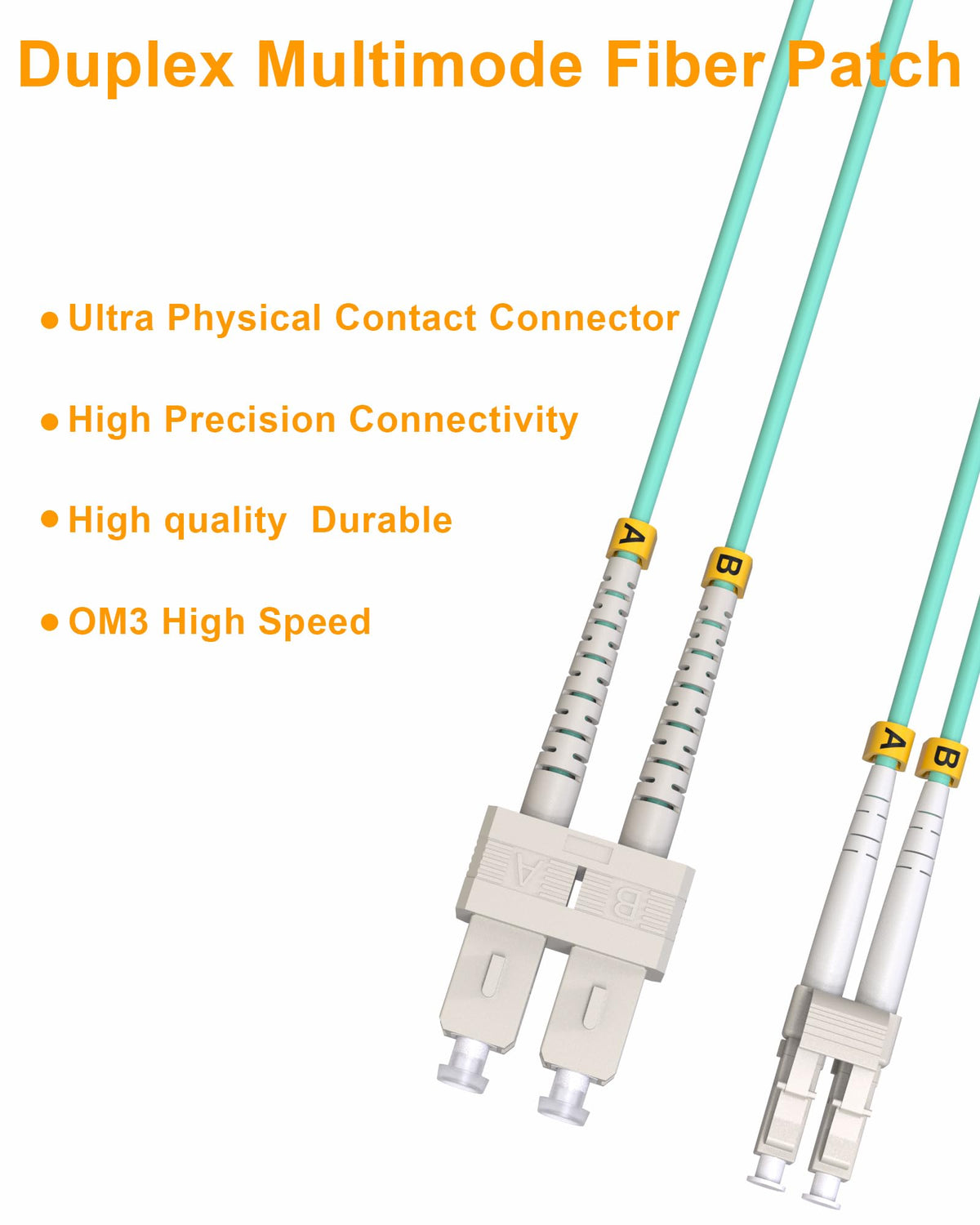 LC to SC Multimode Fiber Patch Cable OM3, 4m(13.12ft), 6 Pack