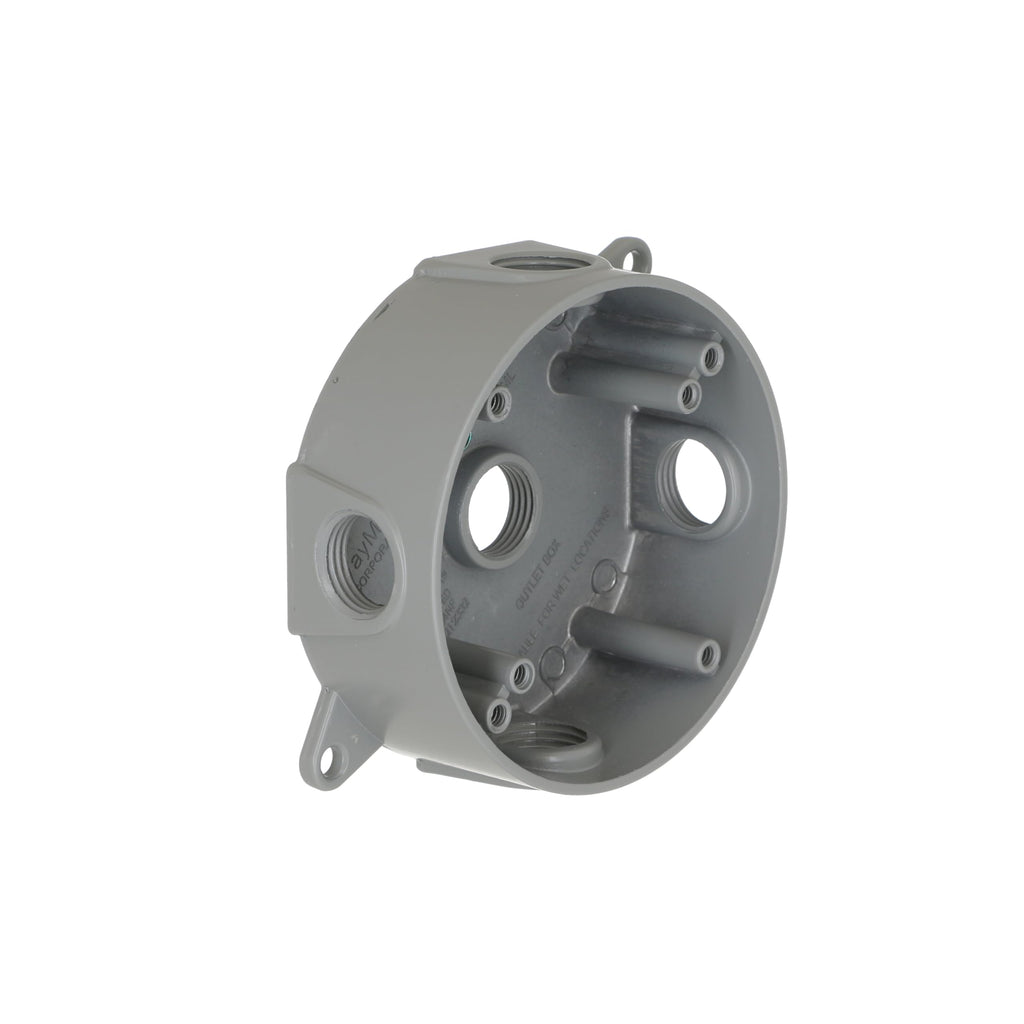 BELL 5361-0 Round Weatherproof Box, Five 1/2 in. Threaded Outlets, Gray