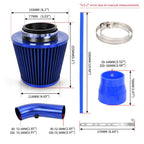 3'' Cold Air Intake Kit Automotive Cold Air Intake Pipe Filter Blue